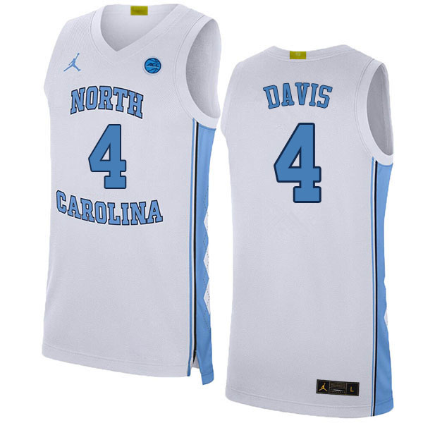 Men #4 RJ Davis North Carolina Tar Heels College Basketball Jerseys Sale-White